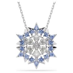 Swarovski Magic Blue Zirconia and Crystal Snowflake Pendant Necklace and Brooch, Rhodium-Plated 1