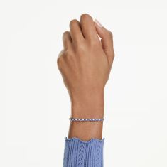 Swarovski Matrix Round Blue Zirconia Tennis Adjustable Bracelet, Rhodium-Plated