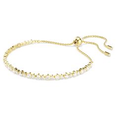 Swarovski Matrix Round White Zirconia Tennis Bracelet, Gold-Tone Plated
