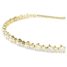 Swarovski Matrix Round White Zirconia Tennis Bracelet, Gold-Tone Plated