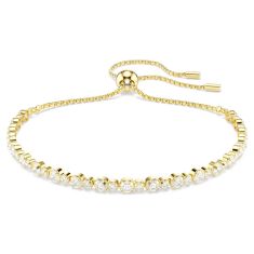 Swarovski Matrix Round White Zirconia Tennis Bracelet, Gold-Tone Plated