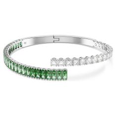 Swarovski Matrix Green Zirconia Bangle Bracelet, Rhodium-Plated 1