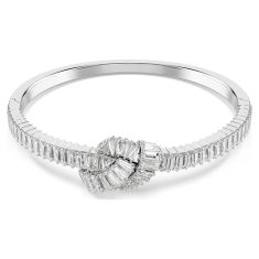 Swarovski Matrix Knot Baguette White Zirconia Bangle Bracelet, Rhodium-Plated 1
