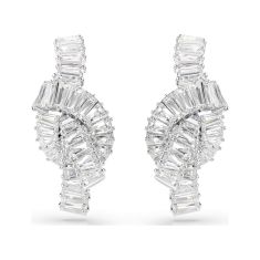 Swarovski Matrix Knot Baguette Zirconia Earrings, Rhodium-Plated 1