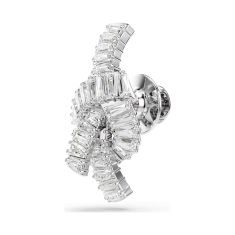 Swarovski Matrix Knot Baguette White Zirconia Tack Pin, Rhodium-Plated