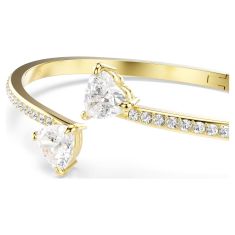 Swarovski Mesmera Heart White Zirconia and Crystal Bangle Bracelet, Gold-Tone Plated