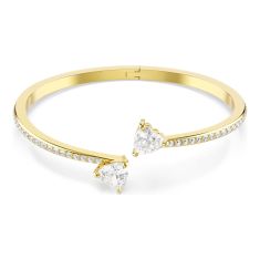 Swarovski Mesmera Heart White Zirconia and Crystal Bangle Bracelet, Gold-Tone Plated 1