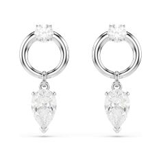 Swarovski Mesmera White Zirconia Drop Earrings, Rhodium-Plated 1