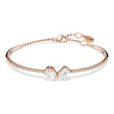 Swarovski Mesmera White Zirconia and Crystal Bangle Bracelet, Rose Gold-Tone Plated 1