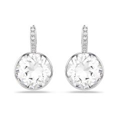 Swarovski Millenia Round White Crystal Drop Earrings, Rhodium-Plated