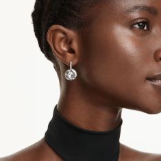 Swarovski Millenia Round White Crystal Drop Earrings, Rhodium-Plated