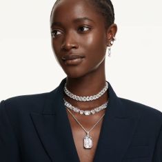 Swarovski Millenia White Octagon Crystal Pendant Necklace, Rhodium-Plated