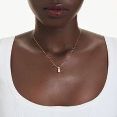 Swarovski Stilla Attract White Zirconia Pendant Necklace, Gold-Tone Plated