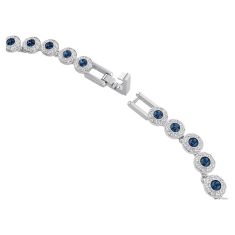 Swarovski Una Angelic Round Blue Crystal Tennis Necklace, Rhodium-Plated