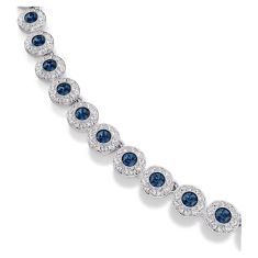 Swarovski Una Angelic Round Blue Crystal Tennis Necklace, Rhodium-Plated