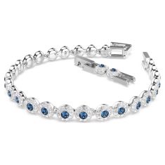 Swarovski Una Angelic Round Blue Crystal Tennis Bracelet, Rhodium-Plated