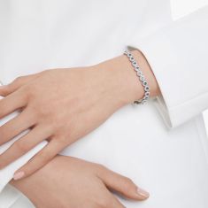 Swarovski Una Angelic Round Blue Crystal Tennis Bracelet, Rhodium-Plated