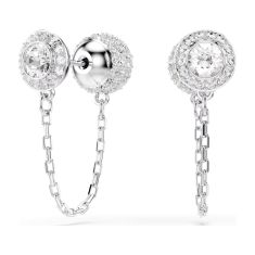 Swarovski Una Angelic Round White Crystal Drop Earrings, Rhodium-Plated