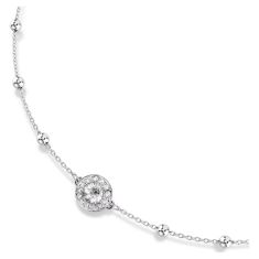 Swarovski Una Angelic Round White Crystal Adjustable Pendant Necklace, Rhodium-Plated