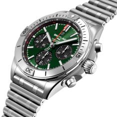 Breitling Chronomat B01 42 Green Dial Stainless Steel Watch 42mm - AB0134101L1A1