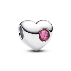 Pandora Engravable Pink Stone Heart Charm
