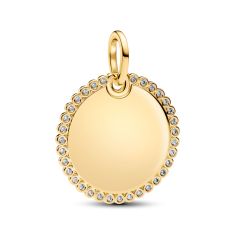 Pandora Engravable Round Tag Gold-Plated Pendant