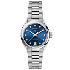 image of Previously Owned TAG Heuer CARRERA Calibre 9 Automatic Blue Diamond Dial Stainless Steel Watch 29mm - WBN2413.BA0621 with sku:20585931