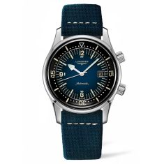 image of Previously Owned Longines Heritage Legend Diver Automatic Blue Leather Strap Watch 42mm - L37744902 with sku:20585964
