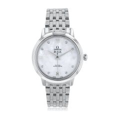 Previously Owned OMEGA De Ville Prestige Mother-of-Pearl Diamond Dial Stainless Steel Watch - O42410276052201