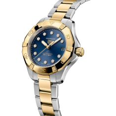 TAG Heuer AQUARACER Professional 200 Solargraph Blue Diamond Dial Two-Tone Watch 34mm - WBP1323.BB0004