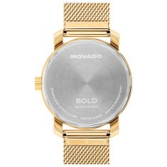 Movado BOLD Grey Dial Mesh Gold-Tone Stainless Steel Watch 41mm - 3601297
