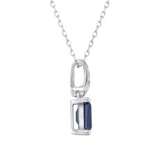 Blue Sapphire and 1/20ctw Diamond 14k White Gold Pendant Necklace - Watercolor Collection