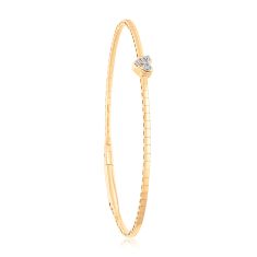 REEDS Flexible 1/6ctw Diamond Heart 14k Yellow Gold Bangle Bracelet