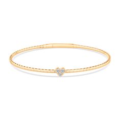 REEDS Flexible 1/6ctw Diamond Heart 14k Yellow Gold Bangle Bracelet 1