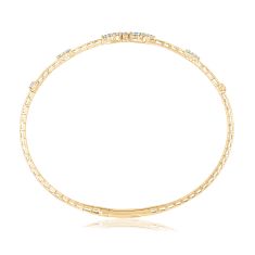 REEDS Flexible 1ctw Diamond Cluster 14k Yellow Gold Bangle Bracelet