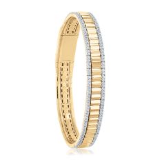 REEDS Flexible 1ctw Diamond 14k Yellow Gold Bangle Bracelet