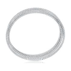 REEDS Flexible 6 1/4ctw Diamond 14k White Gold Wrap Bangle Bracelet
