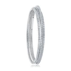REEDS Flexible 6 1/4ctw Diamond 14k White Gold Wrap Bangle Bracelet