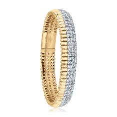 REEDS Flexible 8ctw Diamond 14k Yellow Gold Bangle Bracelet