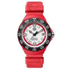 TAG Heuer FORMULA 1 Solargraph White Dial Red Rubber Strap Watch 38mm - WBY1161.FT8086