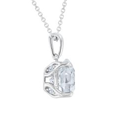 2 7/8ctw ECONIC Star Oval Lab Grown Diamond Solitaire 14k White Gold Pendant Necklace
