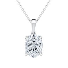 2 7/8ctw ECONIC Star Oval Lab Grown Diamond Solitaire 14k White Gold Pendant Necklace 1