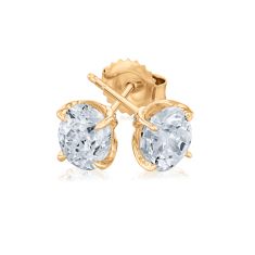 3 1/2ctw ECONIC Star Oval Lab Grown Diamond Solitaire 14k Yellow Gold Stud Earrings 1
