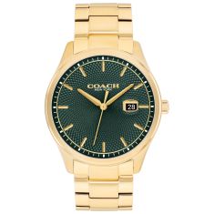 image of COACH Oliver Green Dial Gold-Tone Bracelet Watch 41mm - 14602753 with sku:20587879