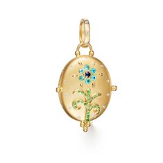 image of Temple St. Clair 18k Yellow Gold Small Paraiba Primavera Locket Pendant with sku:20588240