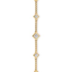 David Yurman Petite Modern Renaissance Station Chain Bracelet in 18K Yellow Gold with Diamonds, 7.5mm