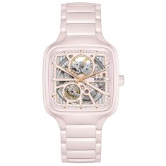 image of Rado True Square Automatic Open Heart Rose High-Tech Ceramic Bracelet Watch 38mm - R27123012 with sku:20590162
