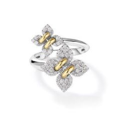 Roberto Coin Love in Verona 1/3ctw Diamond Two-Tone Gold Double Flower Ring - Size 6.5