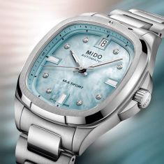 MIDO Multifort TV 35 Blue Mother-of-Pearl Diamond Dial Stainless Steel Watch 34.2x35mm - M0493071113600