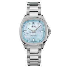 MIDO Multifort TV 35 Blue Mother-of-Pearl Diamond Dial Stainless Steel Watch 34.2x35mm - M0493071113600